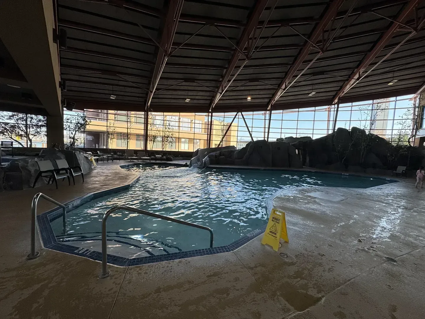 A light-filled interior atrium at River Rock Casino Resort, Richmond